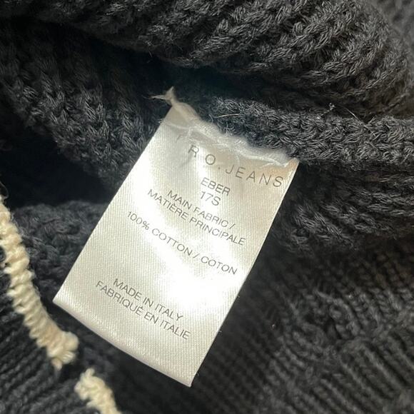 IRO Distressed Chunky Knit Crewneck Sweater‎ Black Medium Grunge Moto Cotton - Picture 4 of 8